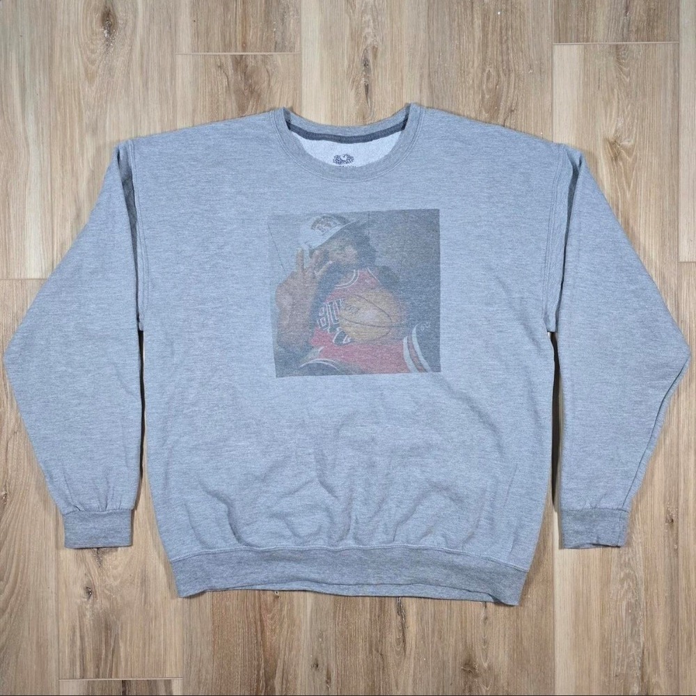 Michael Jordan Chicago Bulls 3-Peat NBA Finals Faded Basketball Crewneck Large